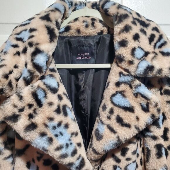 With the Girls x Avec Les Filles Leopard Print Faux Fur Coat Plus Size 2X - Picture 3 of 12